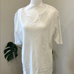 Croft Barrow  Elegant White V-Neck Women's Tee